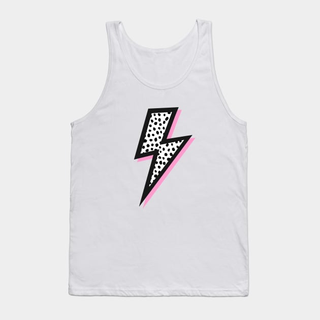 Dalmatian Spots, Black and Pink, Lightning Bolts Tank Top by OneThreeSix